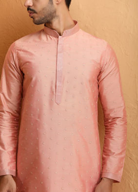 Pastel Pink Kurta With Embroidery Work image number 1